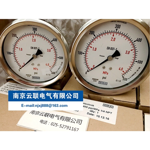 WIKA 212.53.100 0-600PSI 波登管壓力表，銅合金材質(zhì)